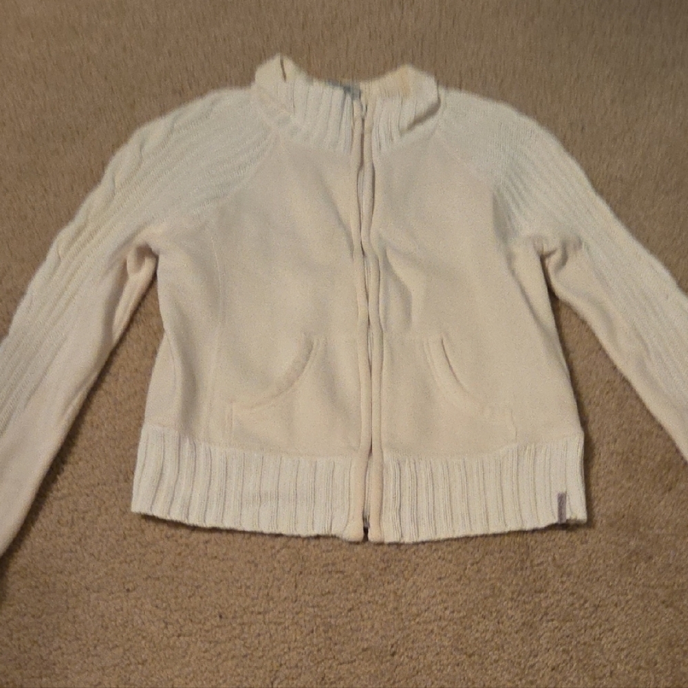 Columbia Women's Cream Zip Up Sweater, Size Small